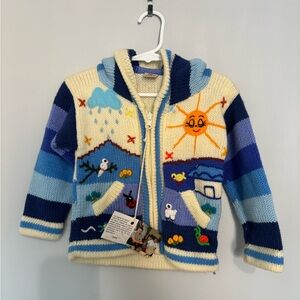 Lucy Iberg Colorful Kids Knit Jacket with Fun Patterns
